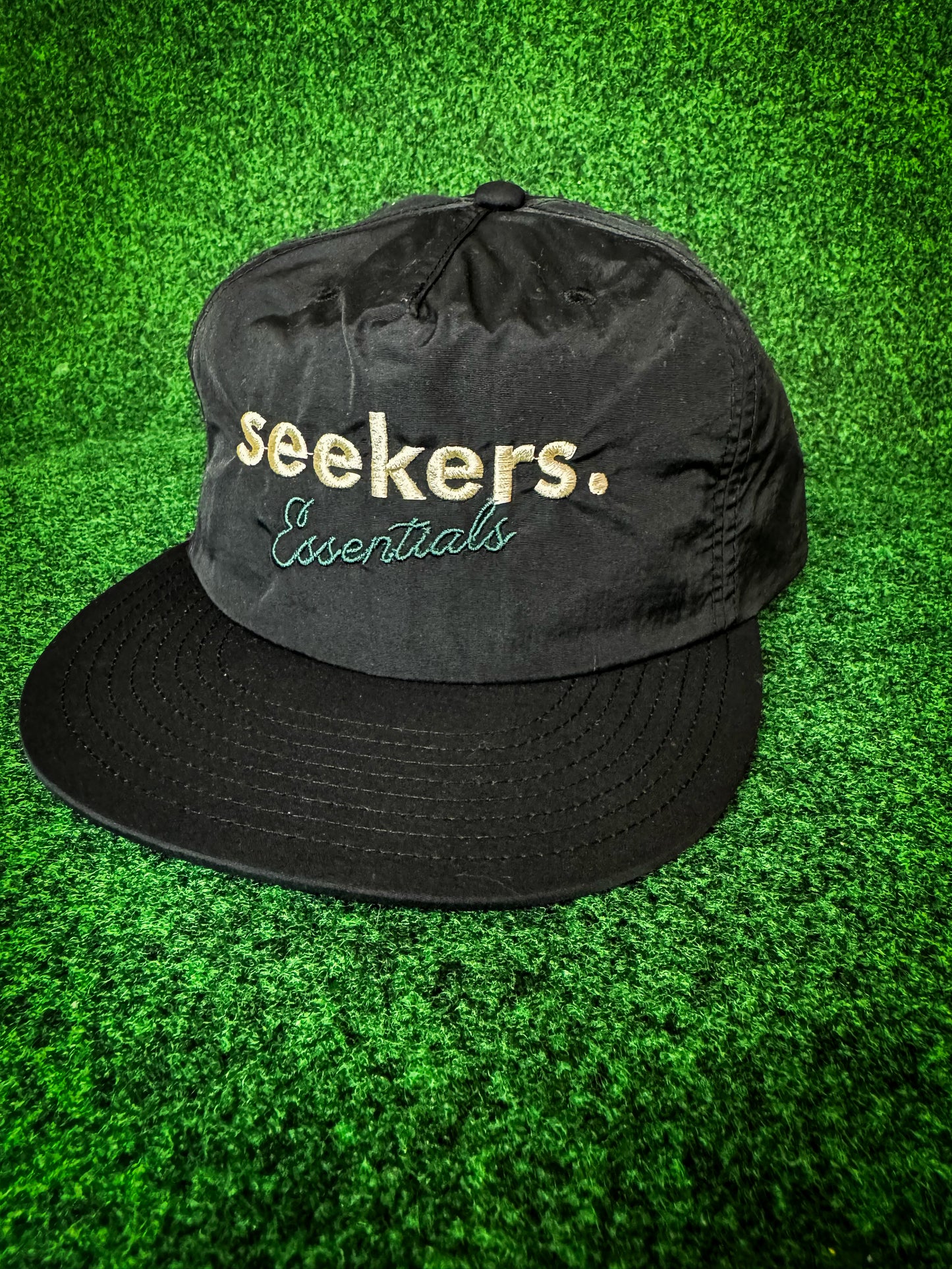 Seekers Essentials Black Nylon Snapback Cap