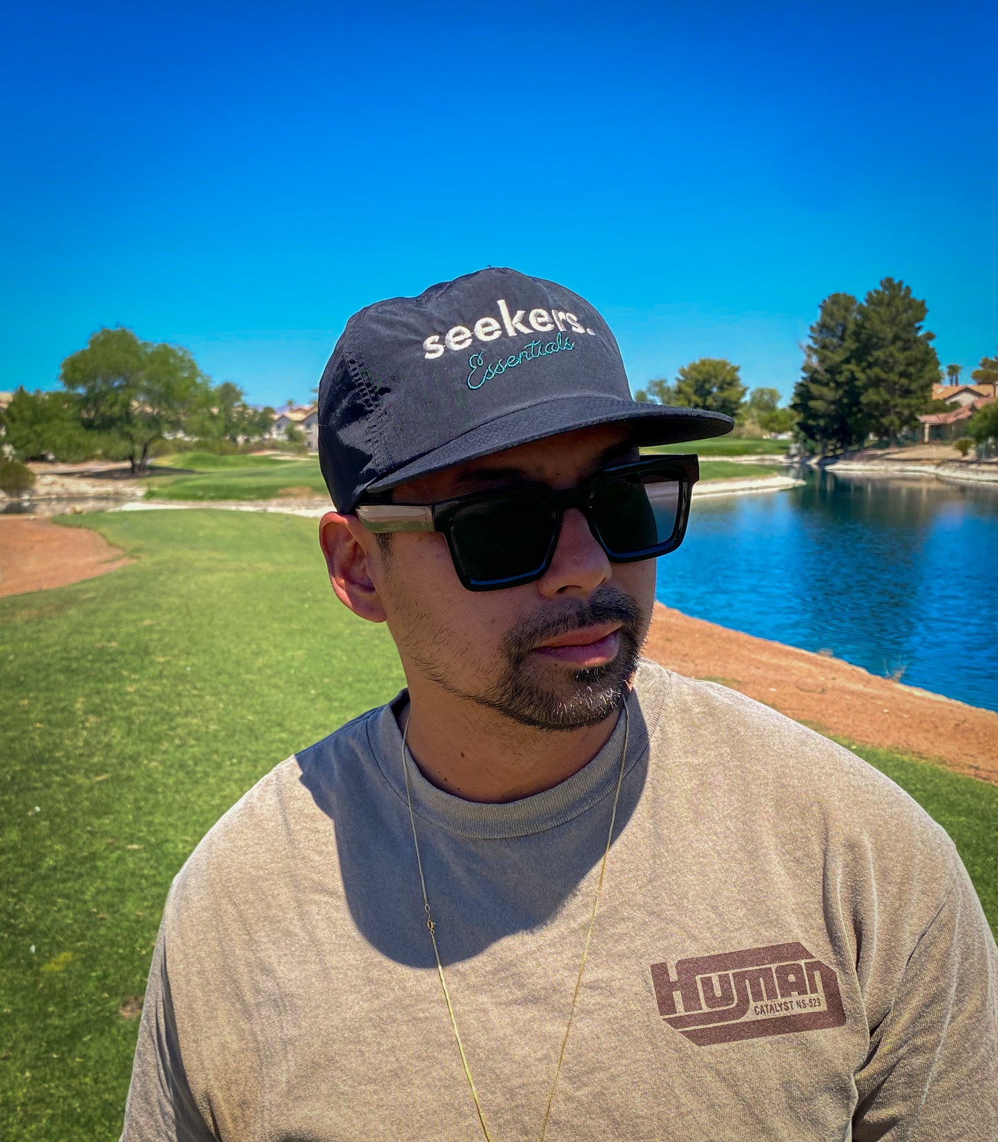 Seekers Essentials Black Nylon Snapback Cap