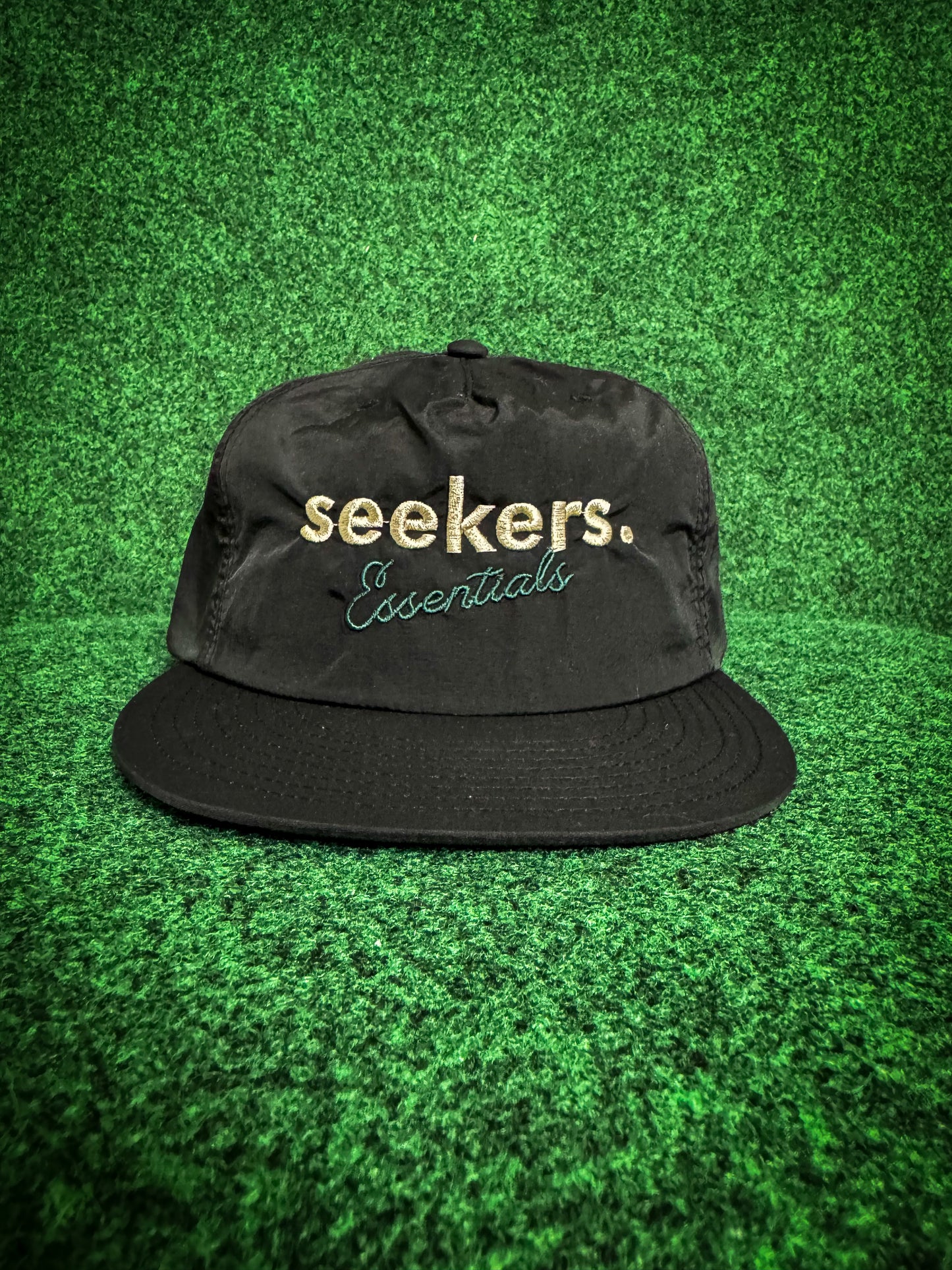 Seekers Essentials Black Nylon Snapback Cap